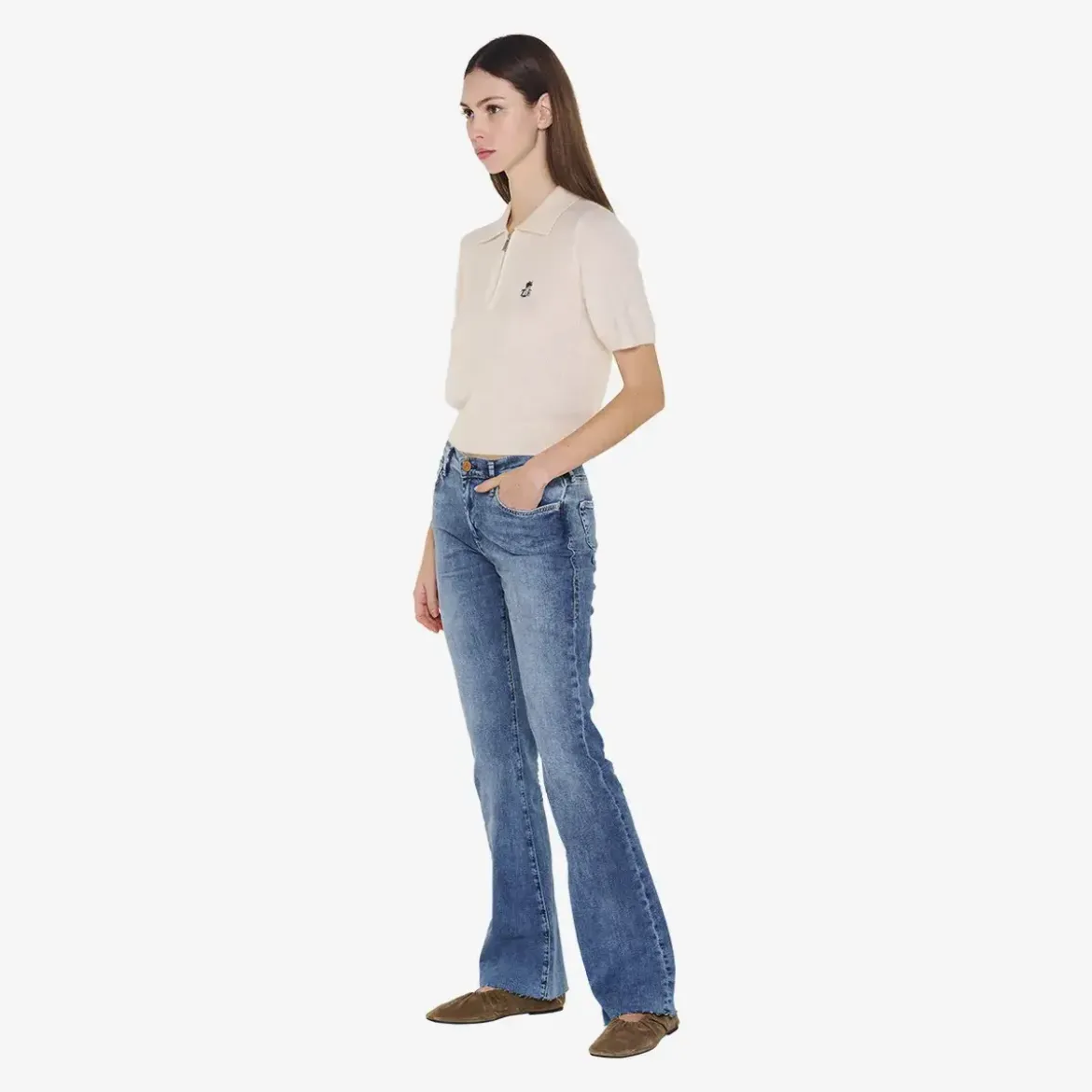 True Religion Strick-Poloshirt AMARA creme Poloshirt