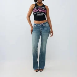 True Religion - Tanktop- Gerippt- Logo mit Ziersteine besetzt schwarz Top