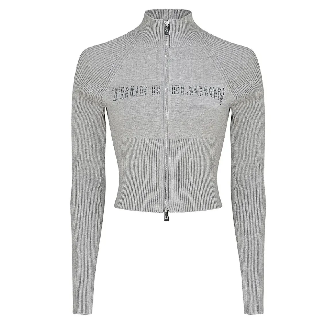 True Religion Zip-Sweater CRYSTAL grau Strickjacke