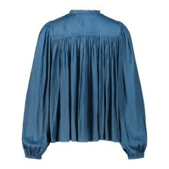 Ulla Johnson Blusenshirt Freja aus Satin blau Bluse