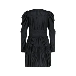 Ulla Johnson Satinkleid Lu mit Plissee Schwarz Plisseekleid