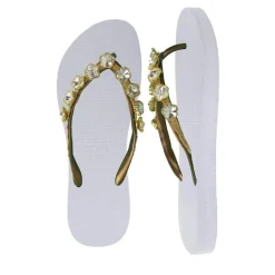 UZURII platte hausschuhe Chrystal Flower weiss Flip Flops