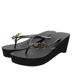 UZURII Zehentrenner Black Crocodile Switch High Heel schwarz Flip Flops