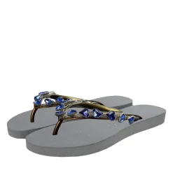 UZURII Zehentrenner Heart Blue silber Flip Flops