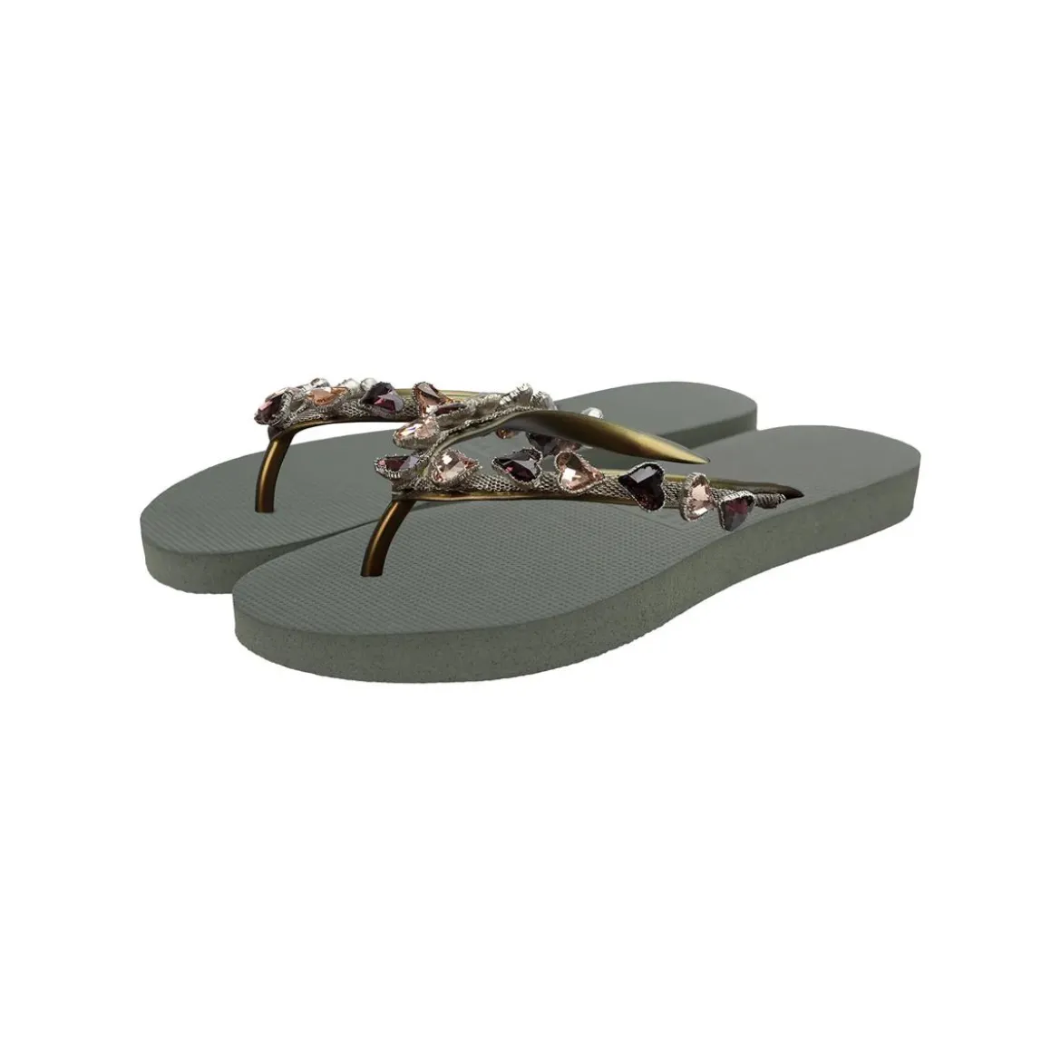 UZURII Zehentrenner Heart Bronze dunkel-grün Flip Flops