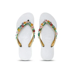 UZURII Zehentrenner Macrame Daisy weiss Flip Flops