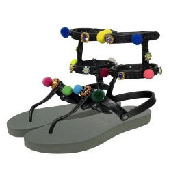 UZURII Zehentrenner Mondriaan Colorful Black dunkel-grün Flip Flops
