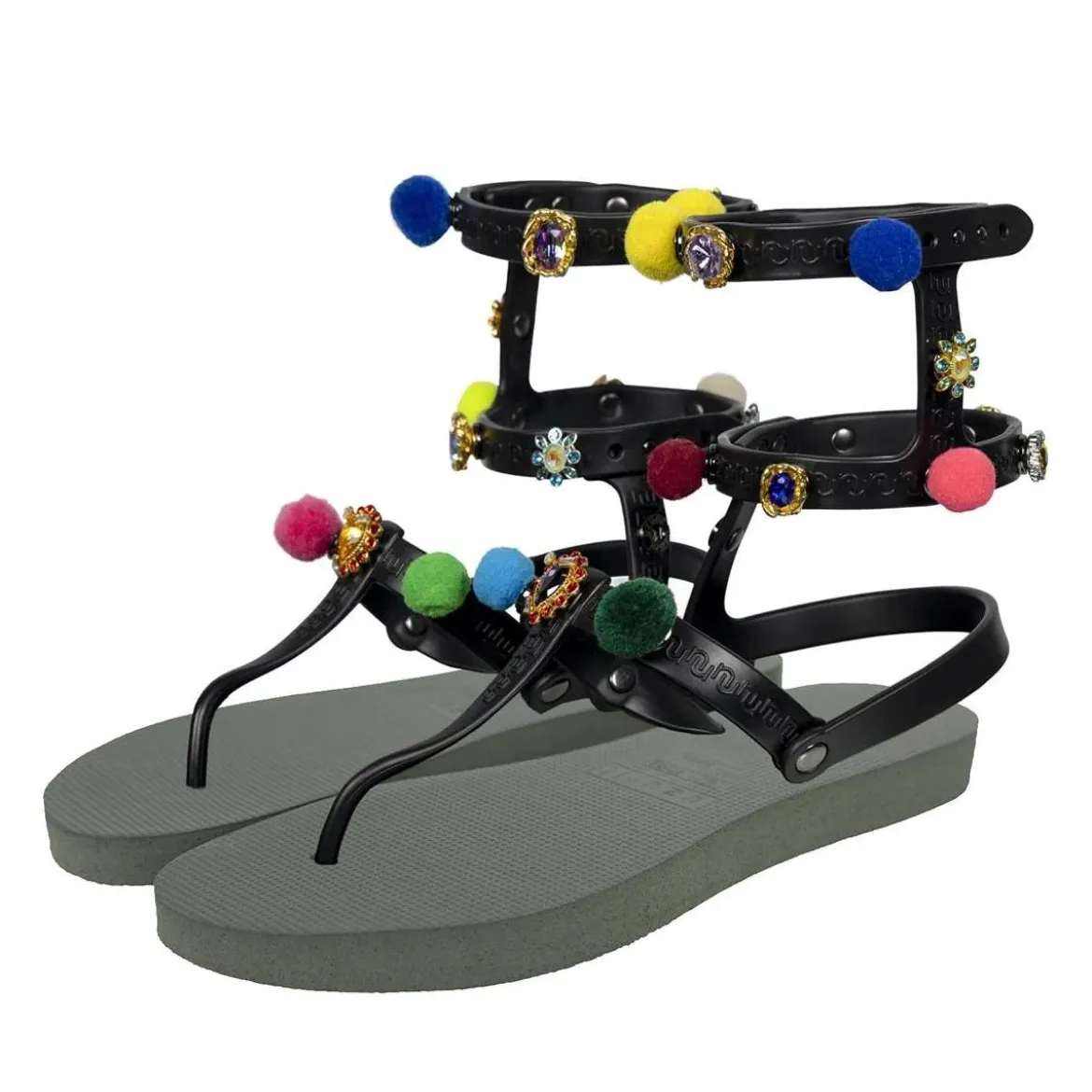 UZURII Zehentrenner Mondriaan Colorful Black dunkel-grün Flip Flops