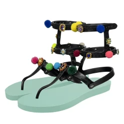 UZURII Zehentrenner Mondriaan Colorful Black mintgrün Flip Flops