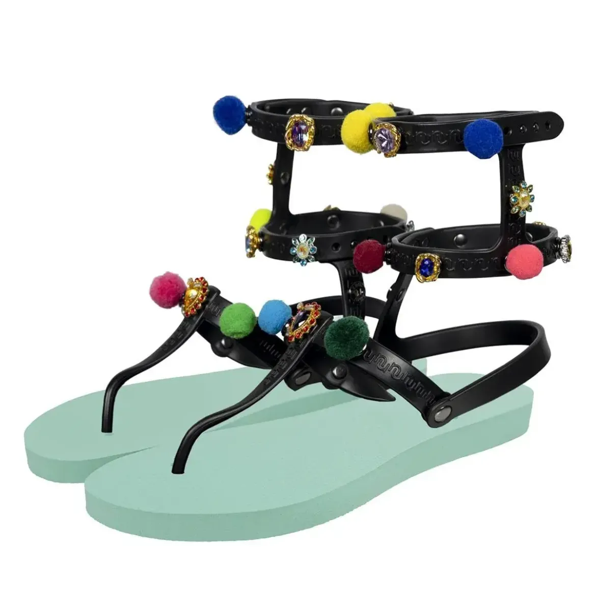 UZURII Zehentrenner Mondriaan Colorful Black mintgrün Flip Flops