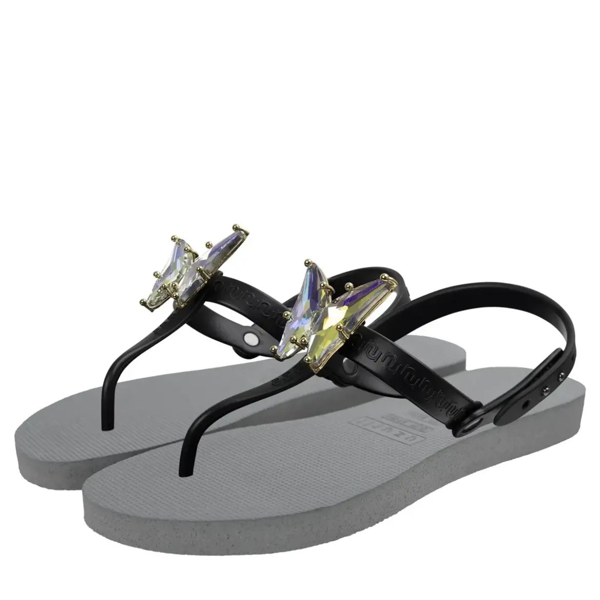 UZURII Zehentrenner Selena Butterfly Chrystal silber Flip Flops