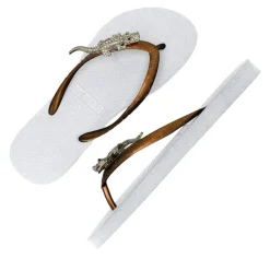 UZURII Zehentrenner Silver Crocodile Switch weiss Flip Flops