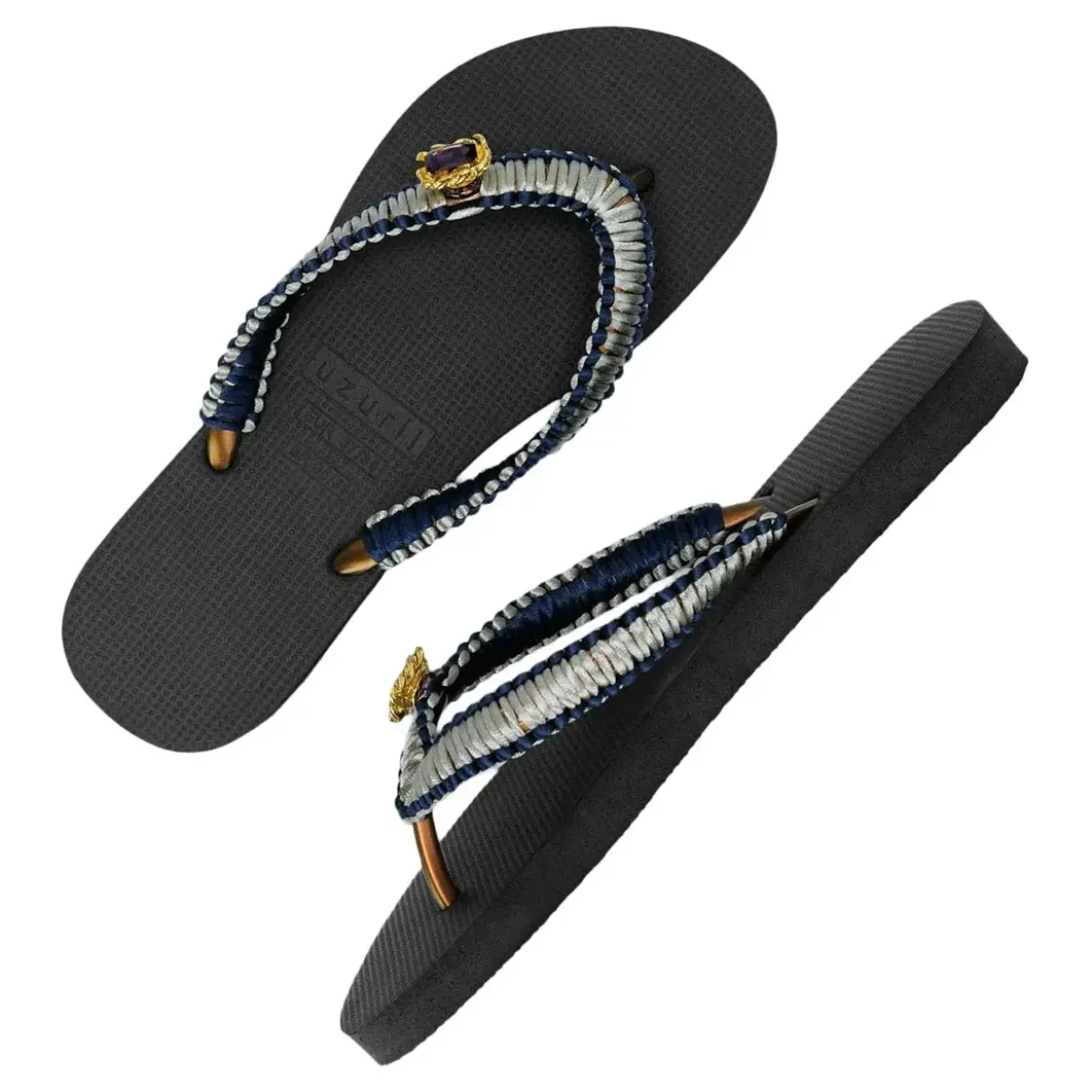 UZURII Zehentrenner Silver Macrame Switch schwarz Flip Flops