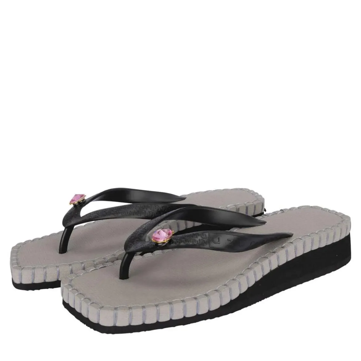 UZURII Zehentrenner Stitched by S Mid Heel Taupe taupe Flip Flops