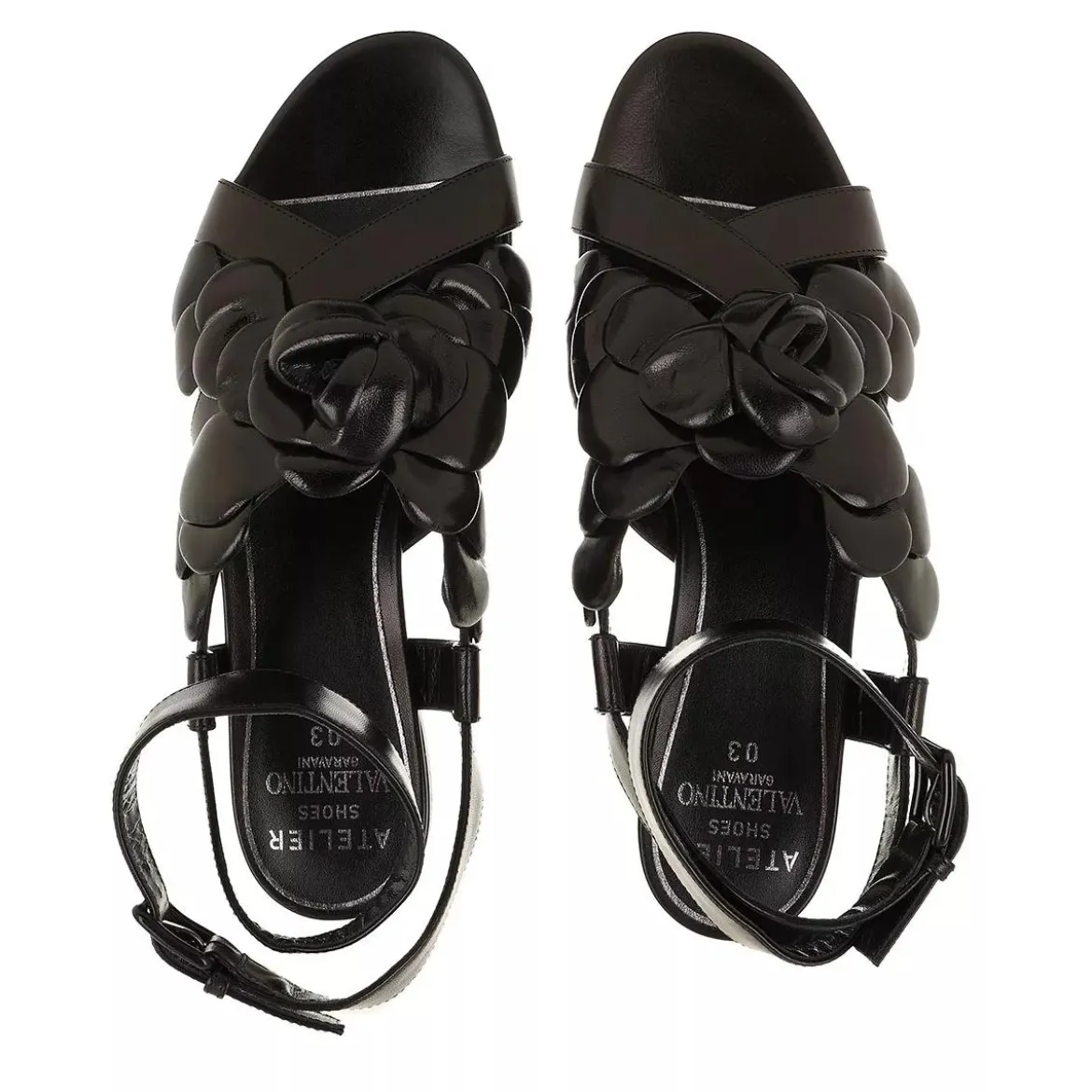 Valentino Garavani Atelier Rose Edition Sandals Leather Black Sandalen
