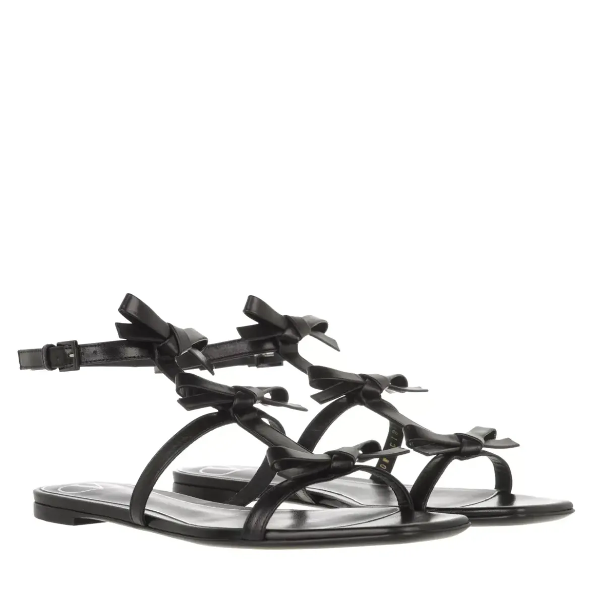 Valentino Garavani French Bow Flat Sandals Black Sandalen
