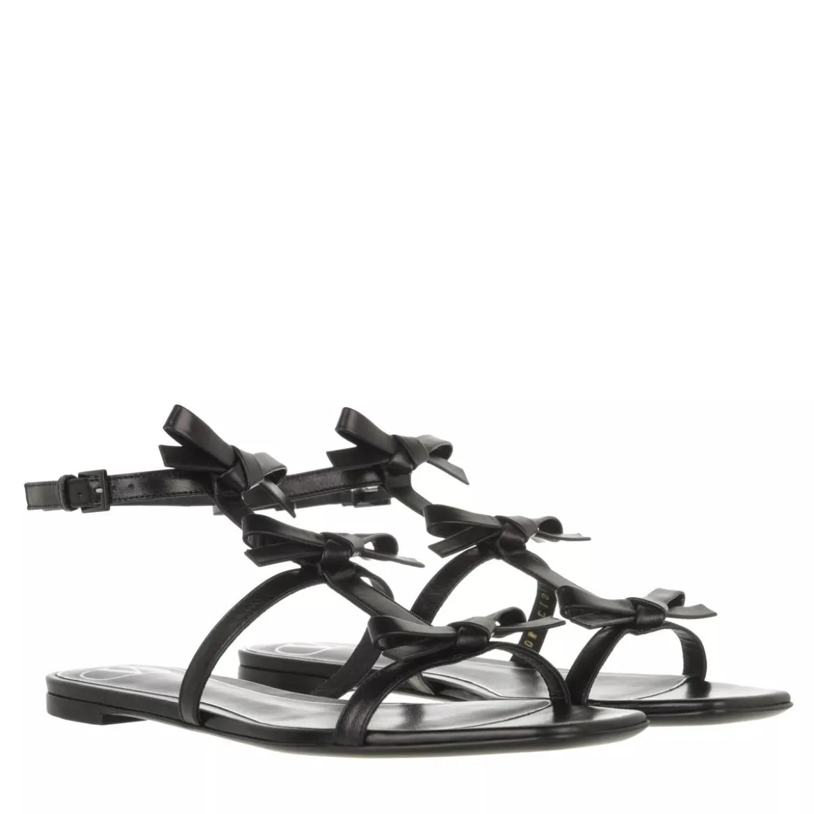 Valentino Garavani French Bow Flat Sandals Black Sandalen