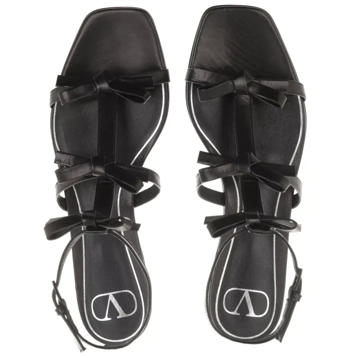 Valentino Garavani French Bow Flat Sandals Black Sandalen
