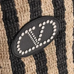 Valentino Garavani Handtasche aus Raffia schwarz Tote