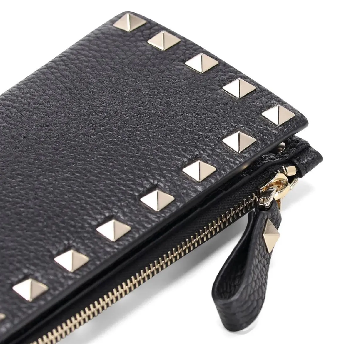 Valentino Garavani Kartenetui mit Nieten schwarz Portemonnaie mit Zip-Around-Reißverschluss