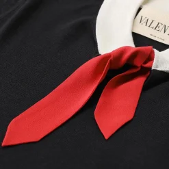 Valentino Garavani Kurzarmpullover mit Seiden-Detail schwarz T-Shirt