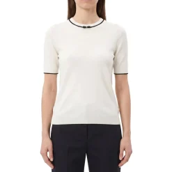 Valentino Garavani Kurzarm-Pullover aus Schurwolle weiß Pullover