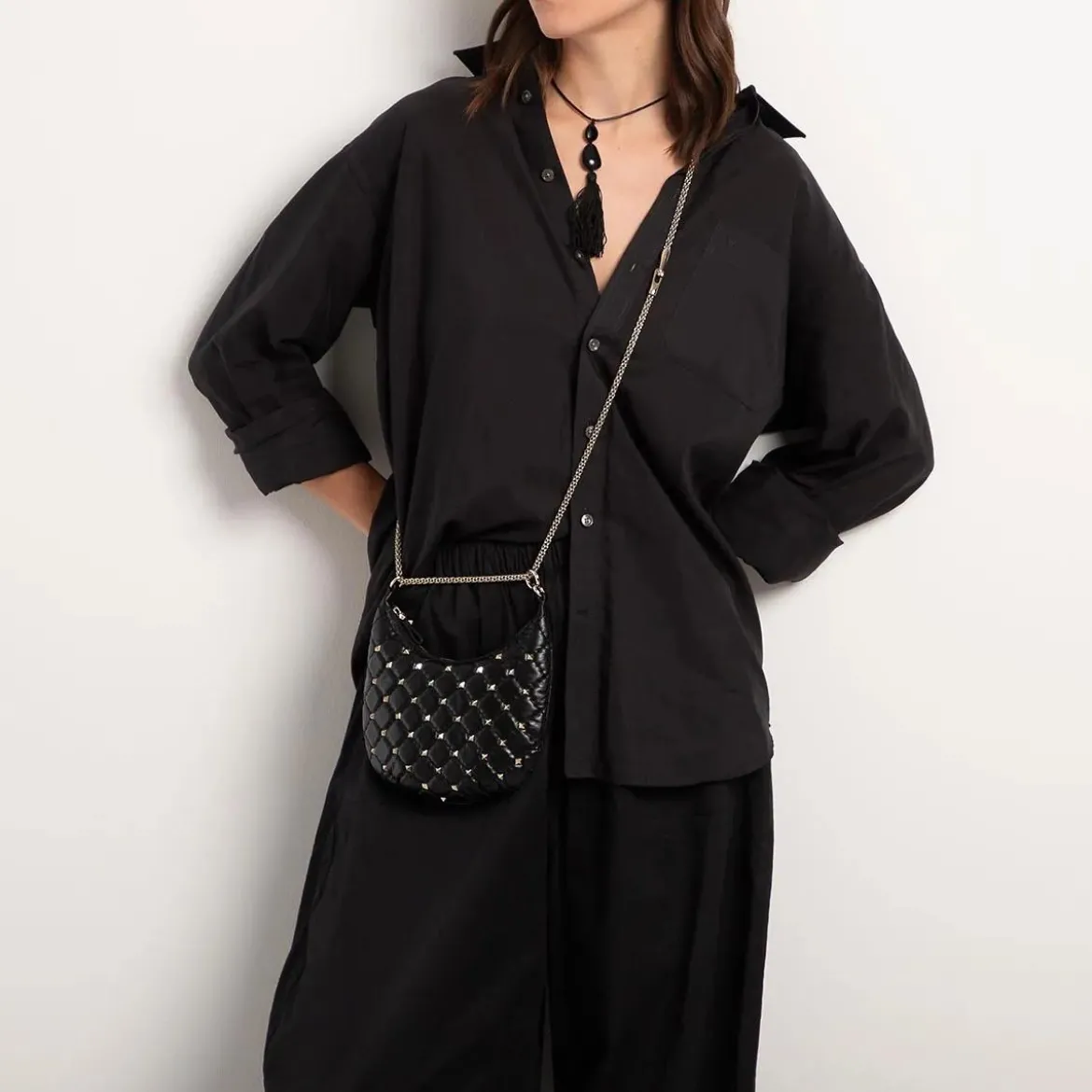 Valentino Garavani Mini Hobo Rockstud Spike 0NO nero Hobo Bag