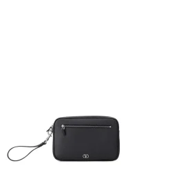 Valentino Garavani Pochette aus Leder schwarz Geldbörse