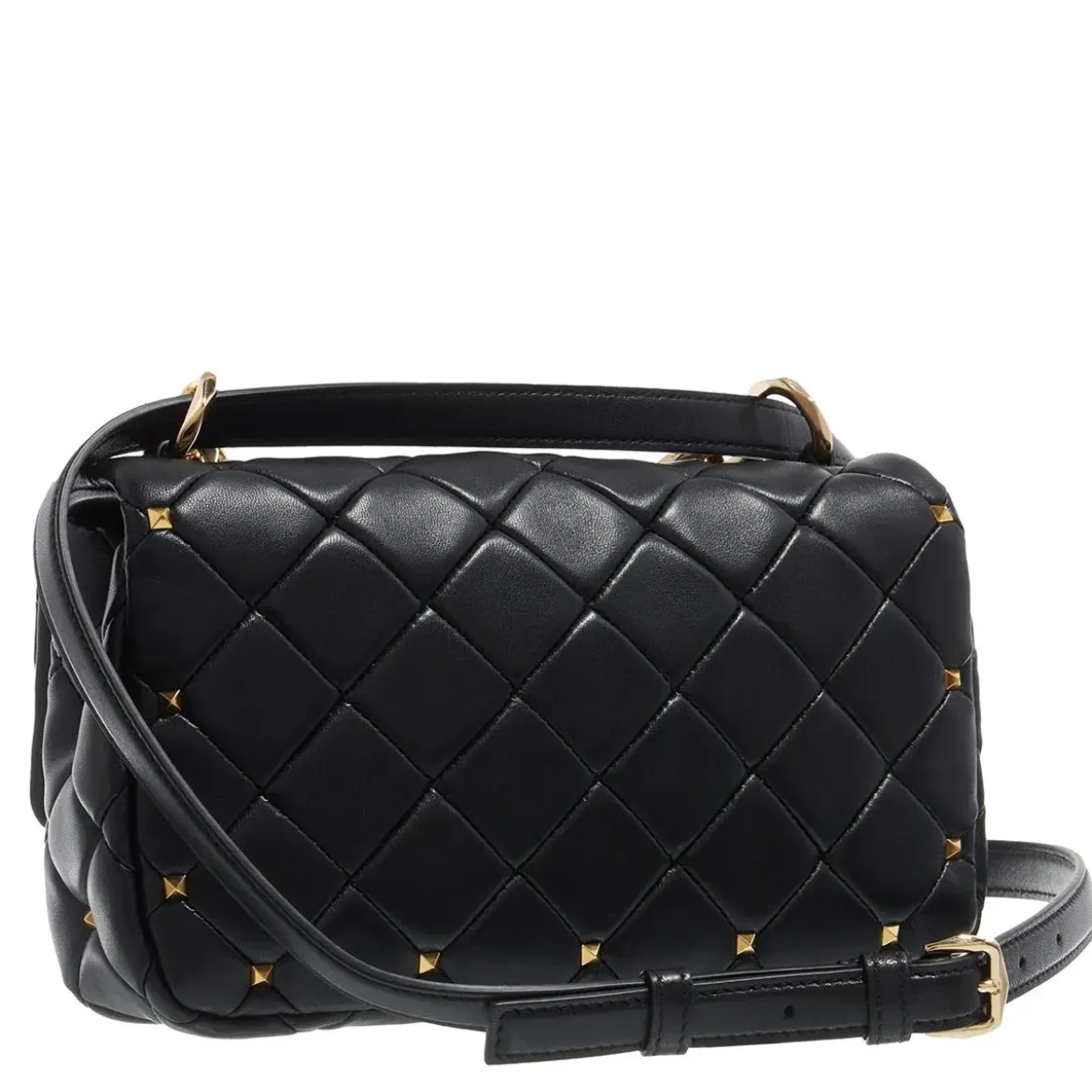 Valentino Garavani Rockstud Spike Foldover Top Shoulder Bag Nero Crossbody Bag