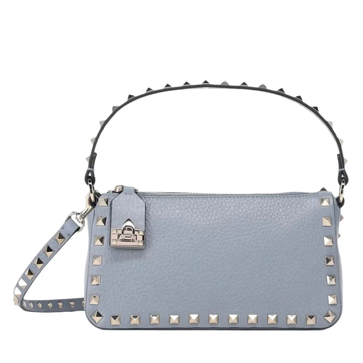 Valentino Garavani Schultertasche aus genarbtem Kalbsleder blau Crossbody Bag