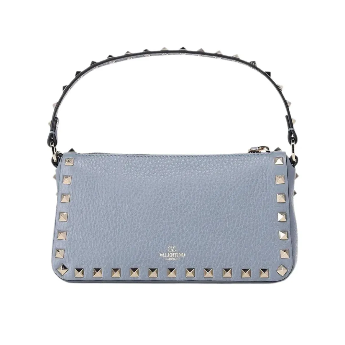 Valentino Garavani Schultertasche aus genarbtem Kalbsleder blau Crossbody Bag