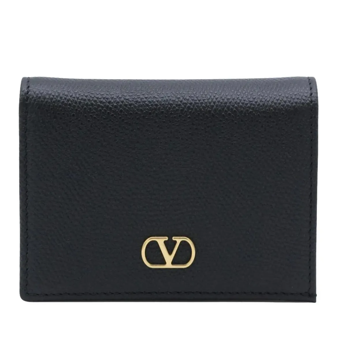 Valentino Garavani Textured Leather Wallet Black Bi-Fold-Portemonnaie