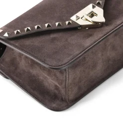 Valentino Garavani Umhängetasche Rockstud aus Veloursleder braun Crossbody Bag