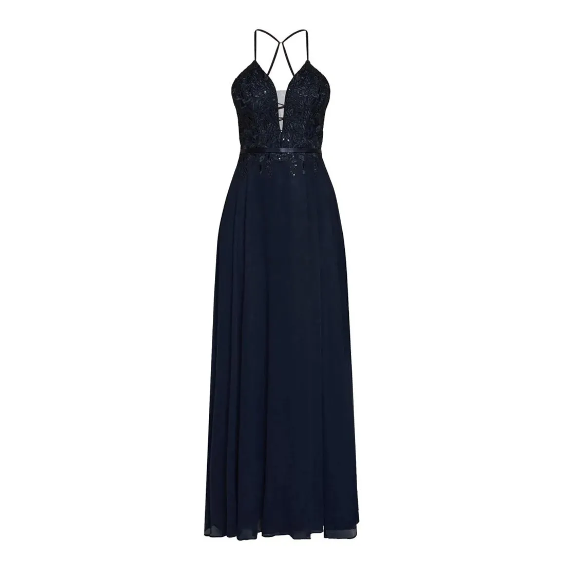 Vera Mont Abendkleid mit Pailletten Dunkelblau Abendkleid