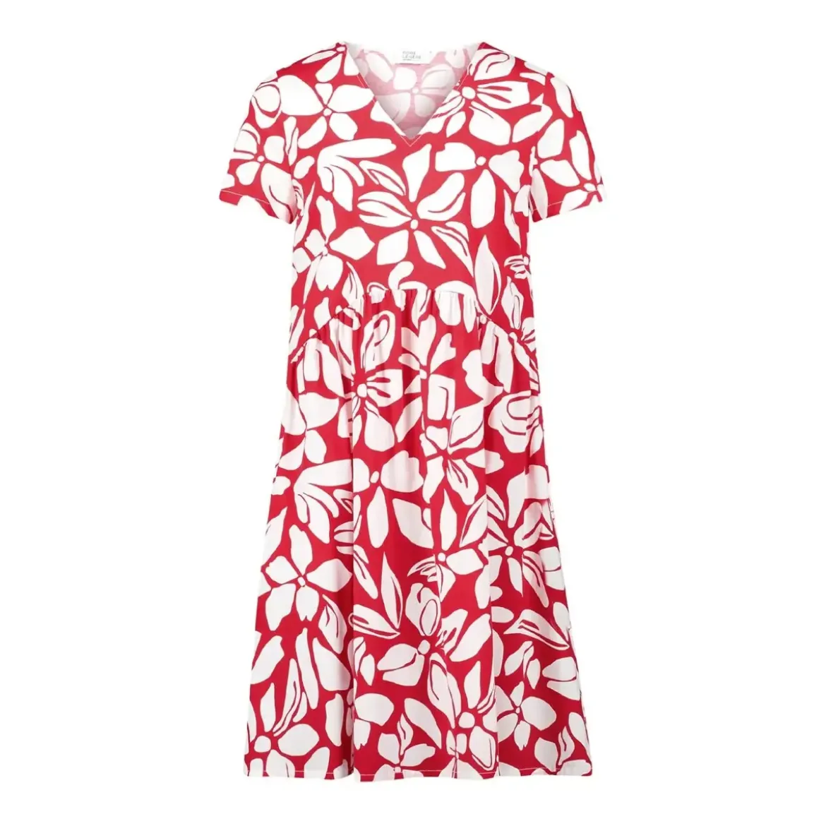 Vera Mont Kleid mit Blumenmuster Rot Midikleid