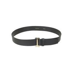 Victoria Beckham Geometric Black Leather Belt Grey Ledergürtel