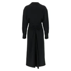 Victoria Beckham Long Sleeve Polo Collar Midi' Dress Schwarz Midikleid