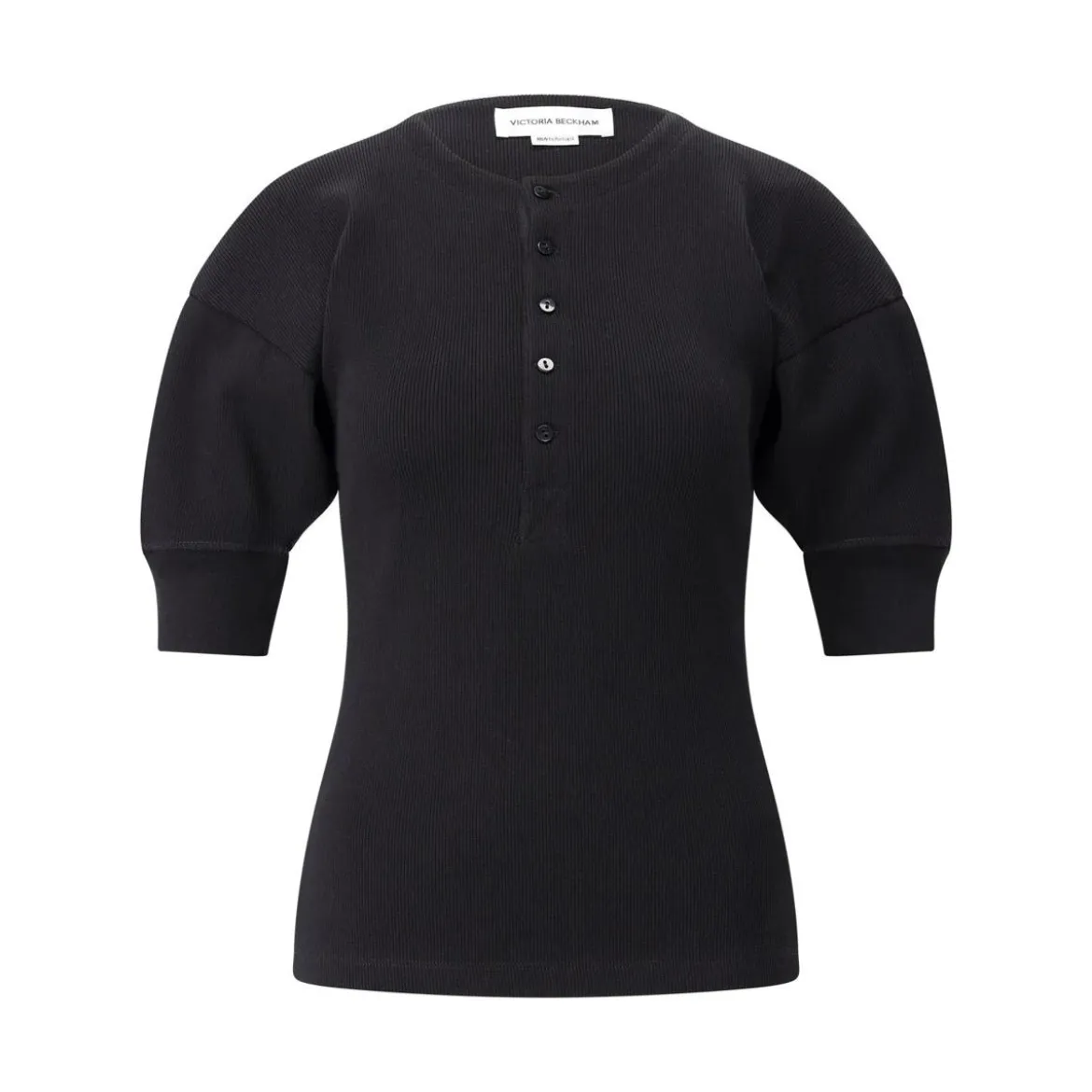 Victoria Beckham T-Shirt mit Ballonärmel Schwarz T-Shirt