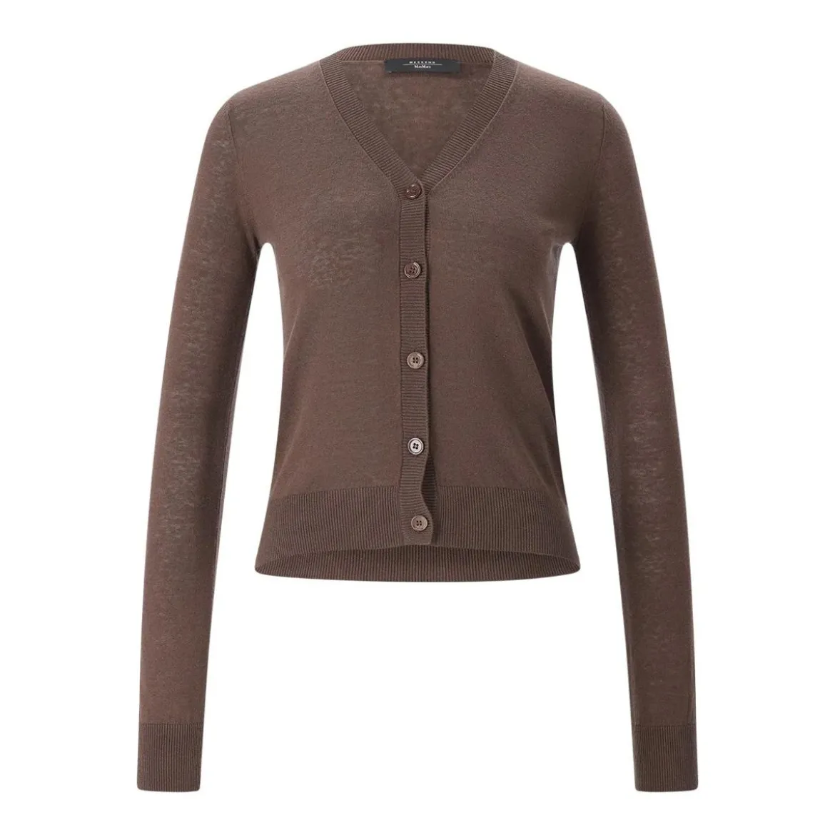WEEKEND Max Mara Strickjacke Adesso aus Seide & Leinen braun Strickjacke